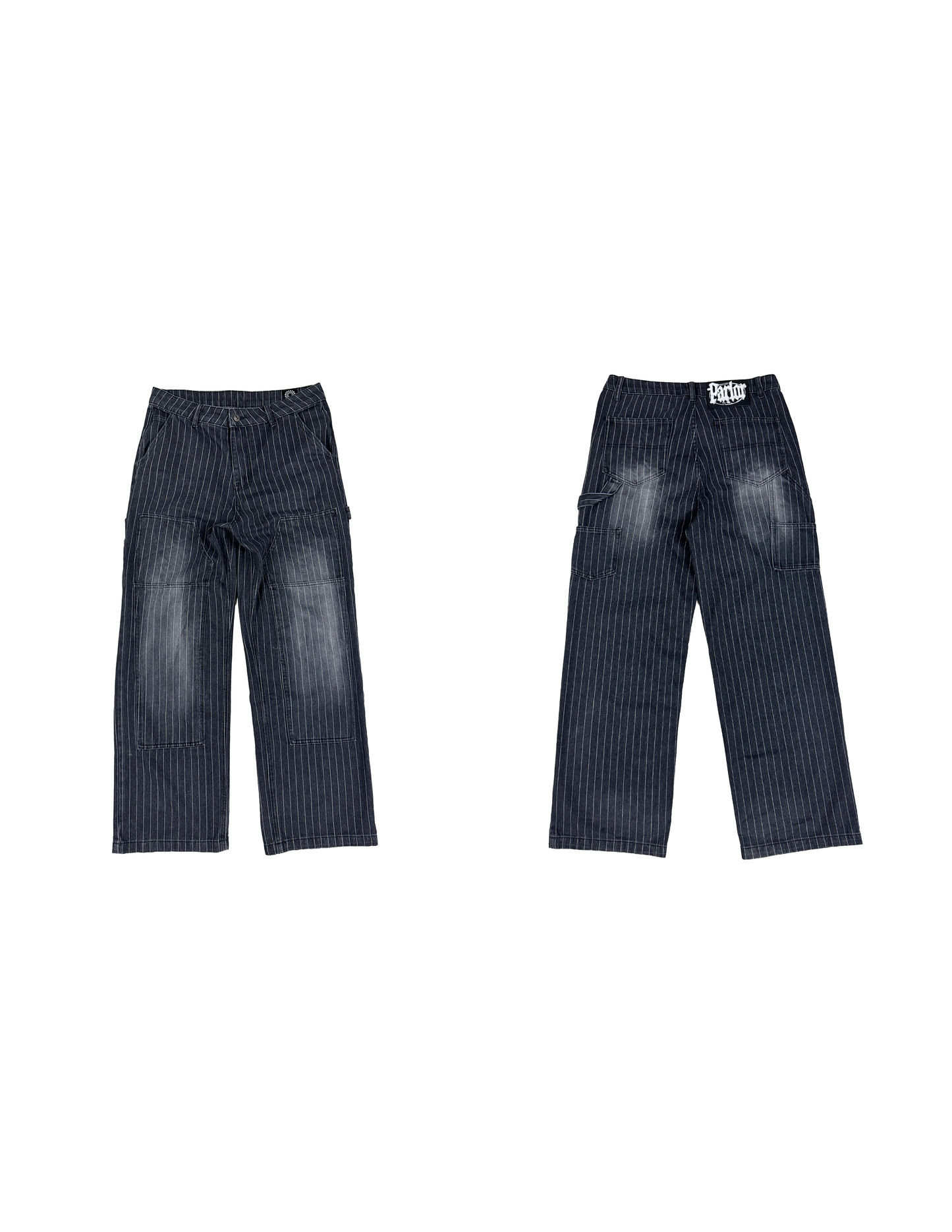 PINSTRIPE DOUBLE KNEES, Grey denim