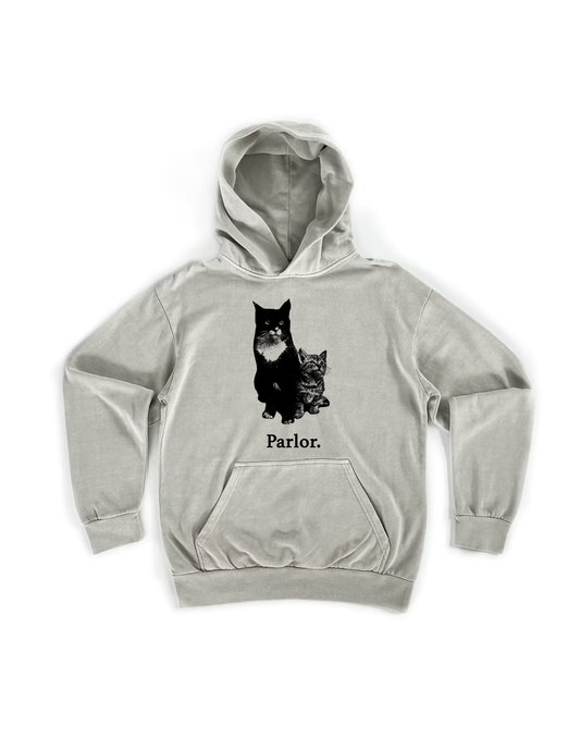 PARLOR EXPRESS "CATS" PULL OVER HOODIE (CEMENT)