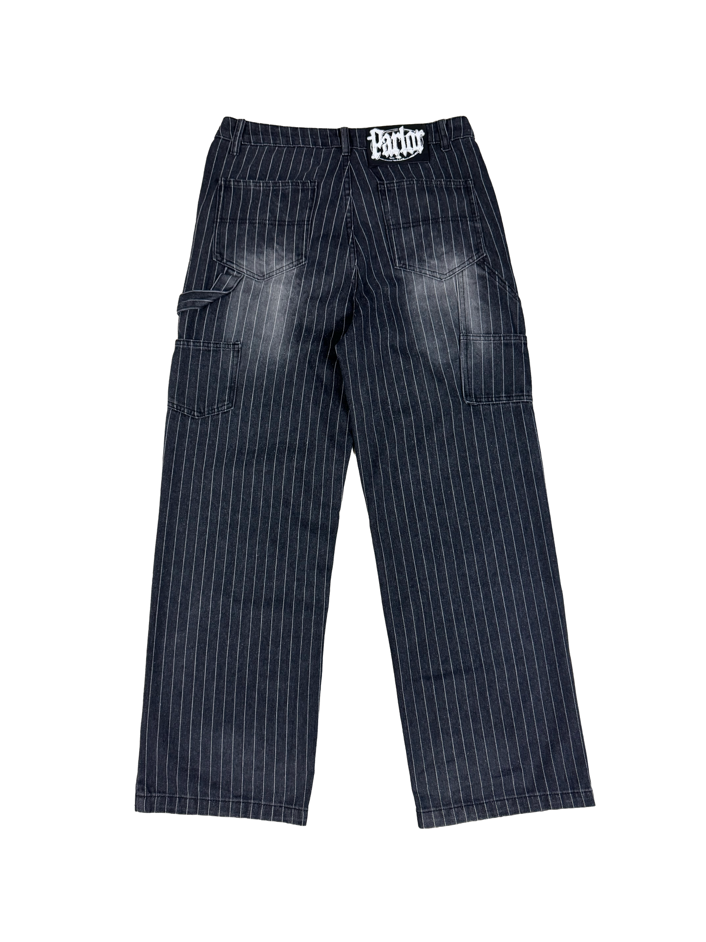 PINSTRIPE DOUBLE KNEES, Grey denim