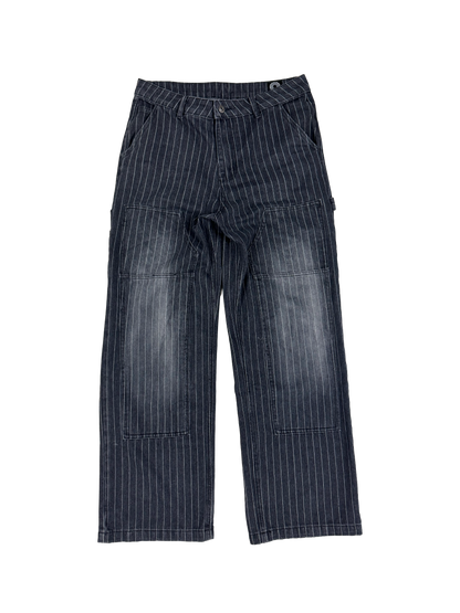 PINSTRIPE DOUBLE KNEES, Grey denim