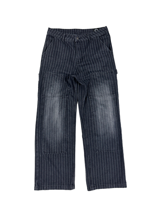 PINSTRIPE DOUBLE KNEES, Grey denim